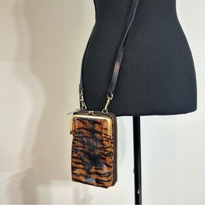 Patricia Nash Pertina Leather Crossbody Frame Pouch Organizer Wallet-Tiger